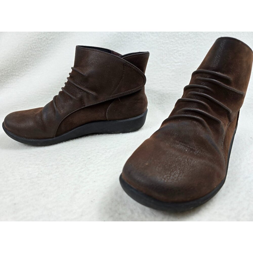 Clarks Cloudsteppers Womens Brown Ankle Boots Ruched Size 5.5